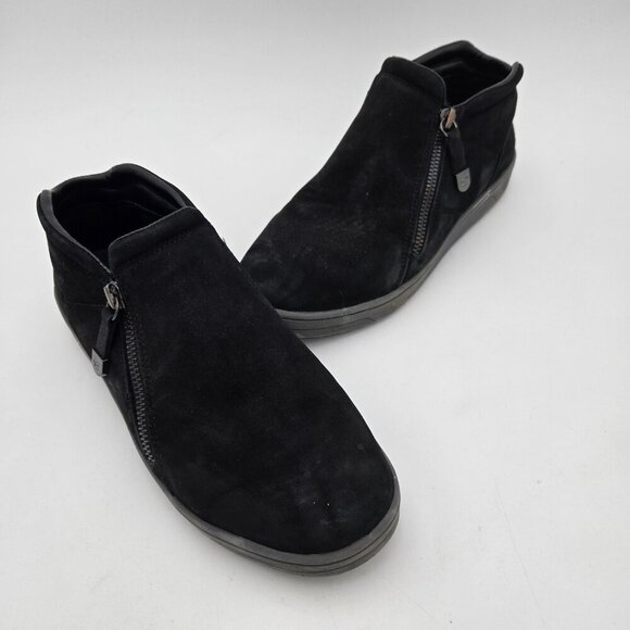 Easy Spirit Womens Senovia Ankle Boots Black Suede Leather Zip 8W 405 0419 Wide - Picture 1 of 9